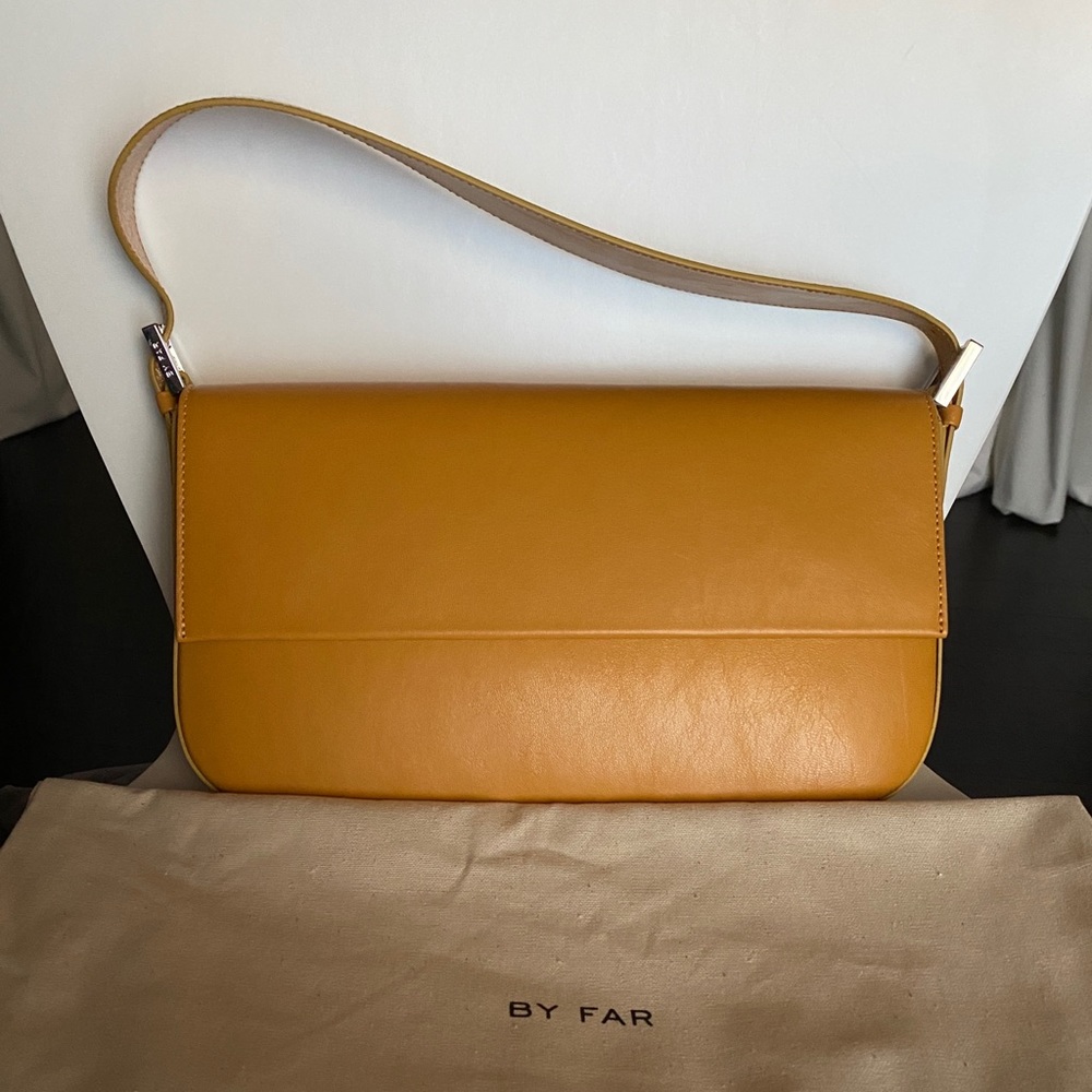By Far Manu baguette in honey gloss leather